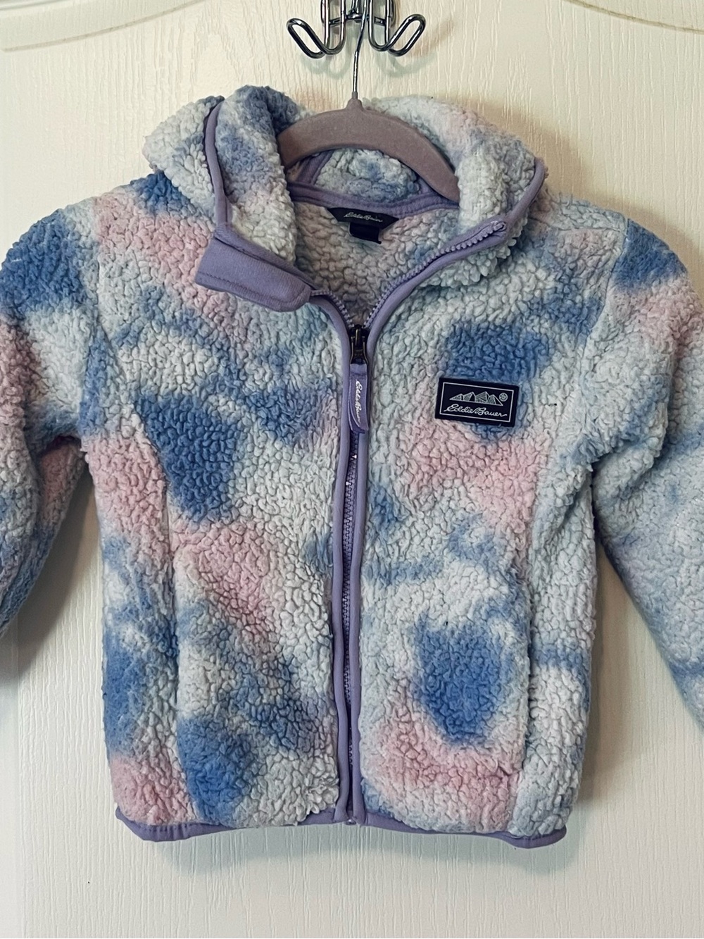 Eddie Bauer Kids Lavender Sherpa Hoodie with Pink & Blue Tie-Dye